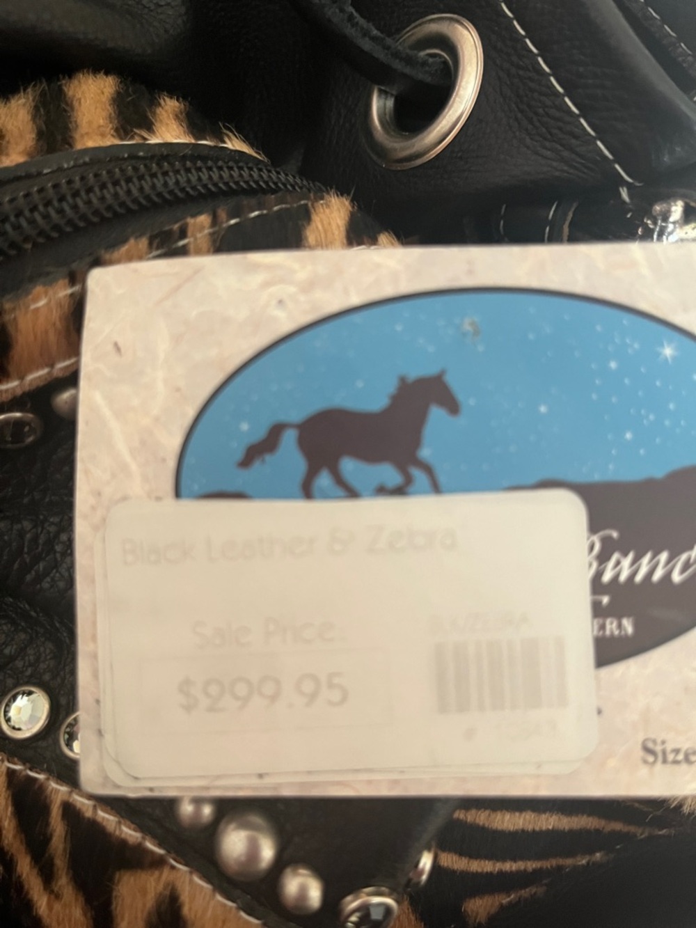 Rainstar Ranch Leatherrock USA Zebra Drawstring Purse - Picture 13 of 13